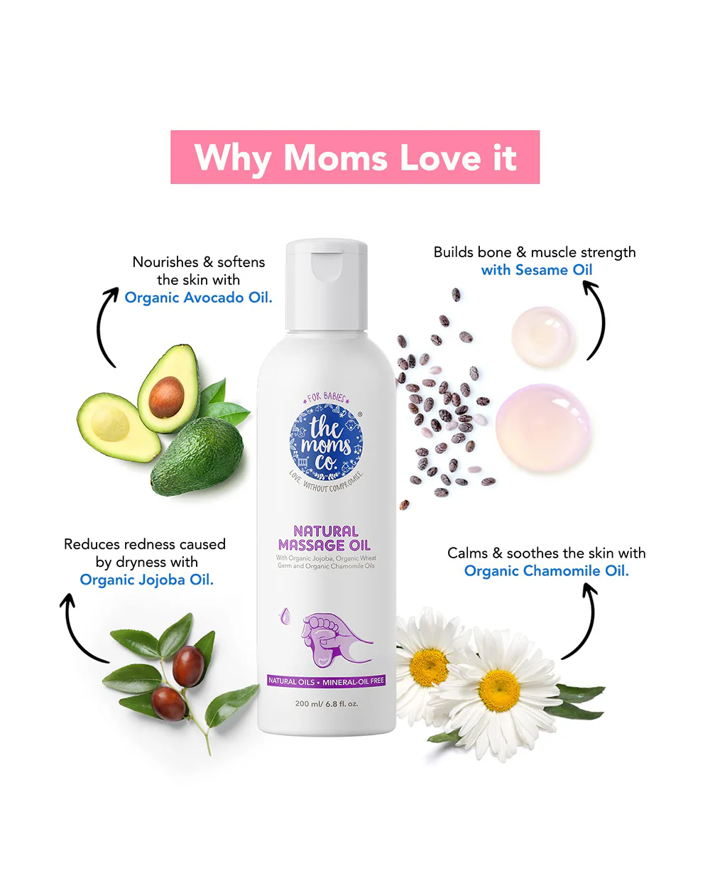 The Moms Co Natural Baby Massage Oil-With Organic Jojoba & Chamomile Oils - Image 4