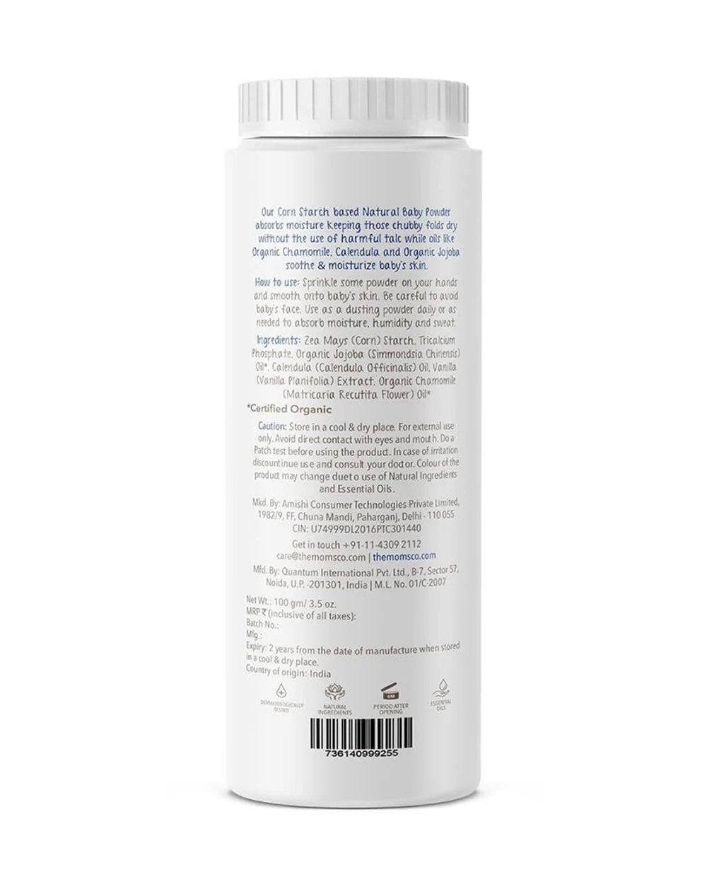 The Moms Co Natural Baby Powder-With Corn Starch & Chamomile Oils - Image 8