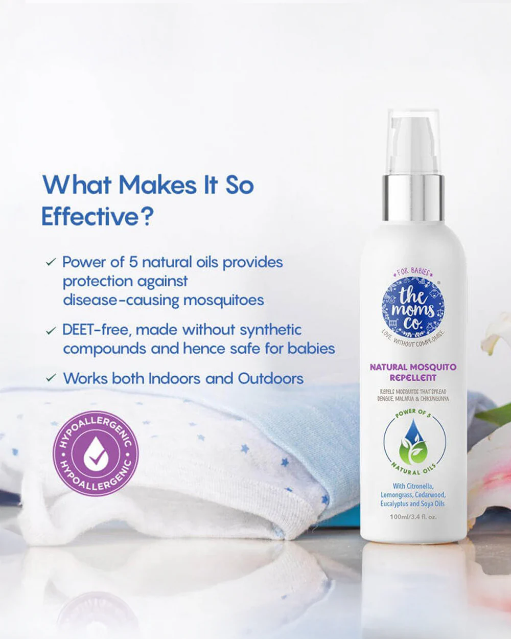 The Moms Co. Natural Mosquito Repellent-With Citronella & Soyabean Oil-Provides Effective Mosquito Protection - Image 2