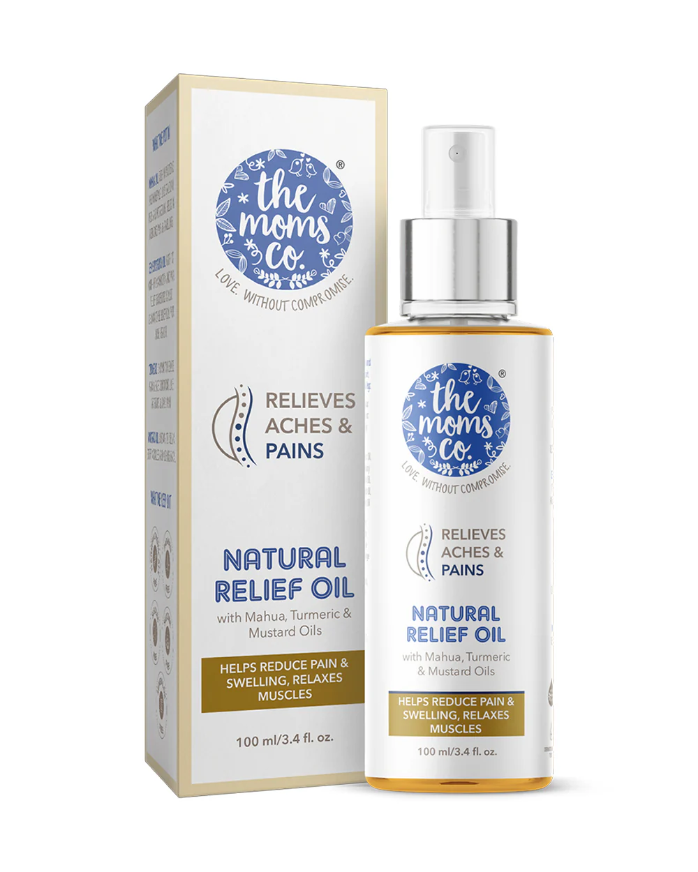 The Moms Co. Natural Relief Oil-With Turmeric & Mustard Oil-Relaxes Muscles & Reduces Menstrual Cramps