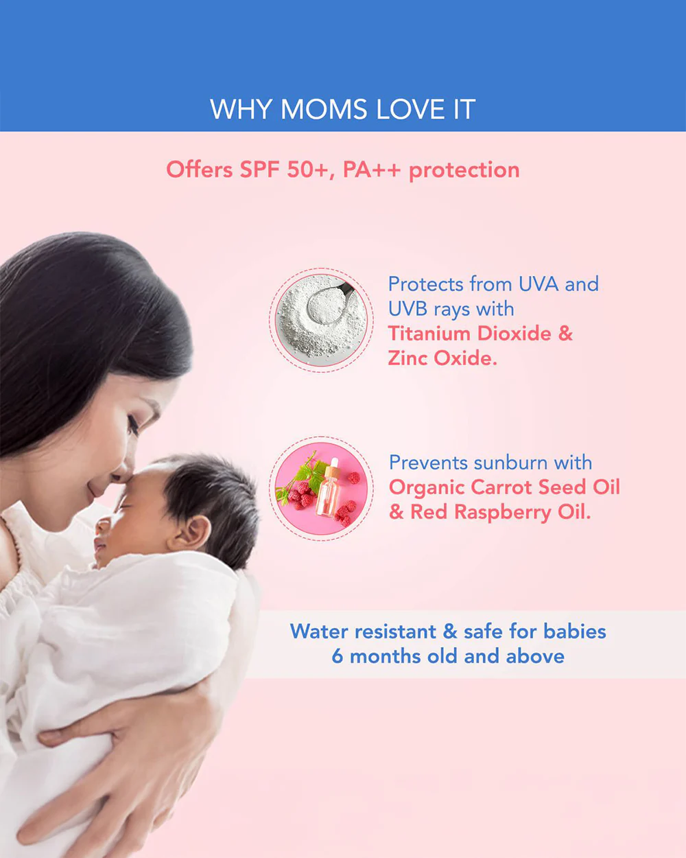 The Moms Co Natural Sensation Baby Sunscreen-With Carrot Seed & Red Raspberry Oil - Image 3