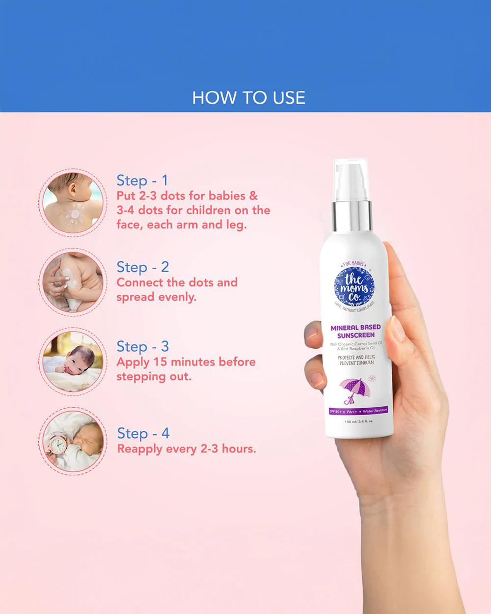 The Moms Co Natural Sensation Baby Sunscreen-With Carrot Seed & Red Raspberry Oil - Image 4