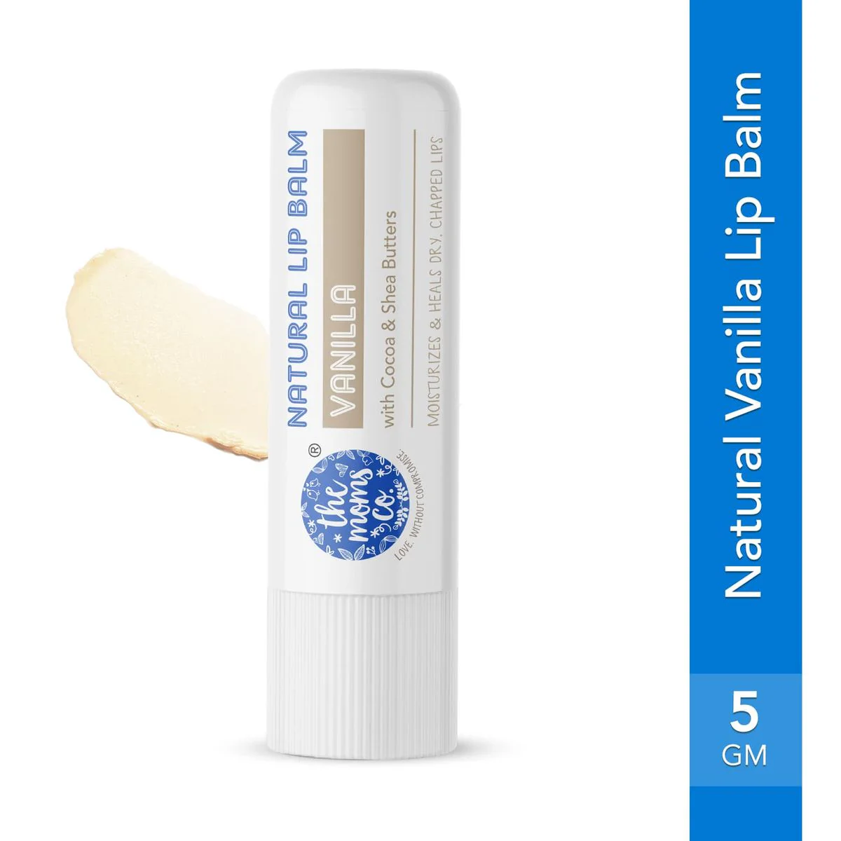The Moms Co Vanilla Lip Balm-With Cocoa & Shea Butter-Nourishes Dry Lips