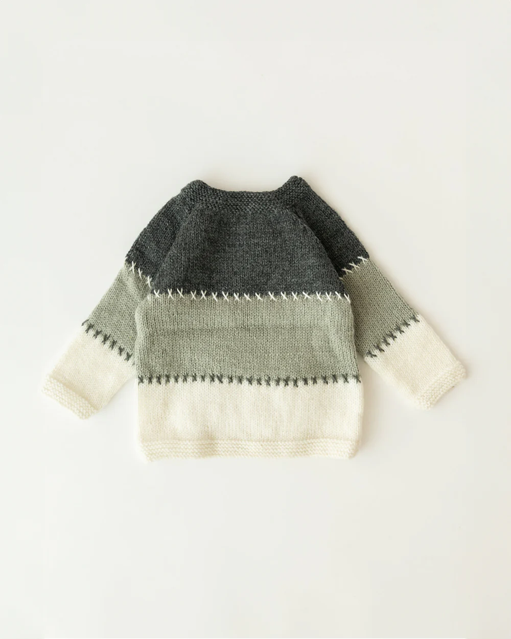 The Original Knit Dark Grey & White Winter Wear Sweater-Embroidered Handmade-Acrylic-For Infants - Image 2