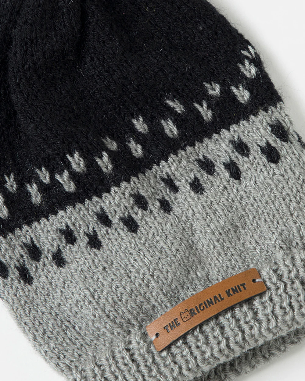 The Original Knit Grey & Black Winter Wear Cap-Crochet-Handmade-Yarn-For Infants - Image 3