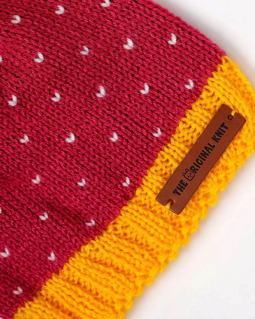 The Original Knit Maroon & Yellow Cap-Dotted Delight-Acrylic-For Infants - Image 3