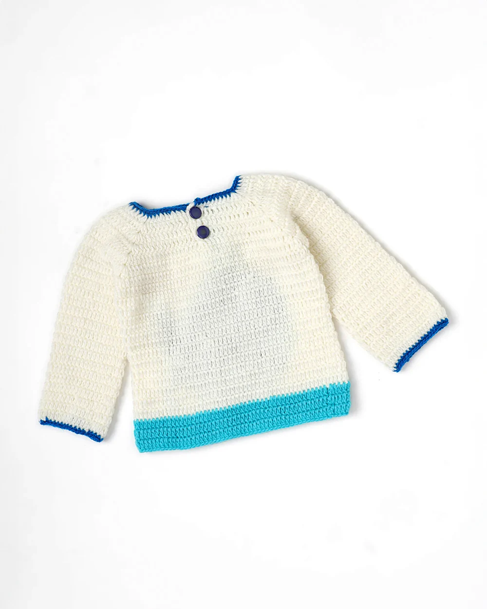The Original Knit Off White & Blue Winter Wear Sweater-Whale Under The Sea-Acrylic-For Infants - Image 3