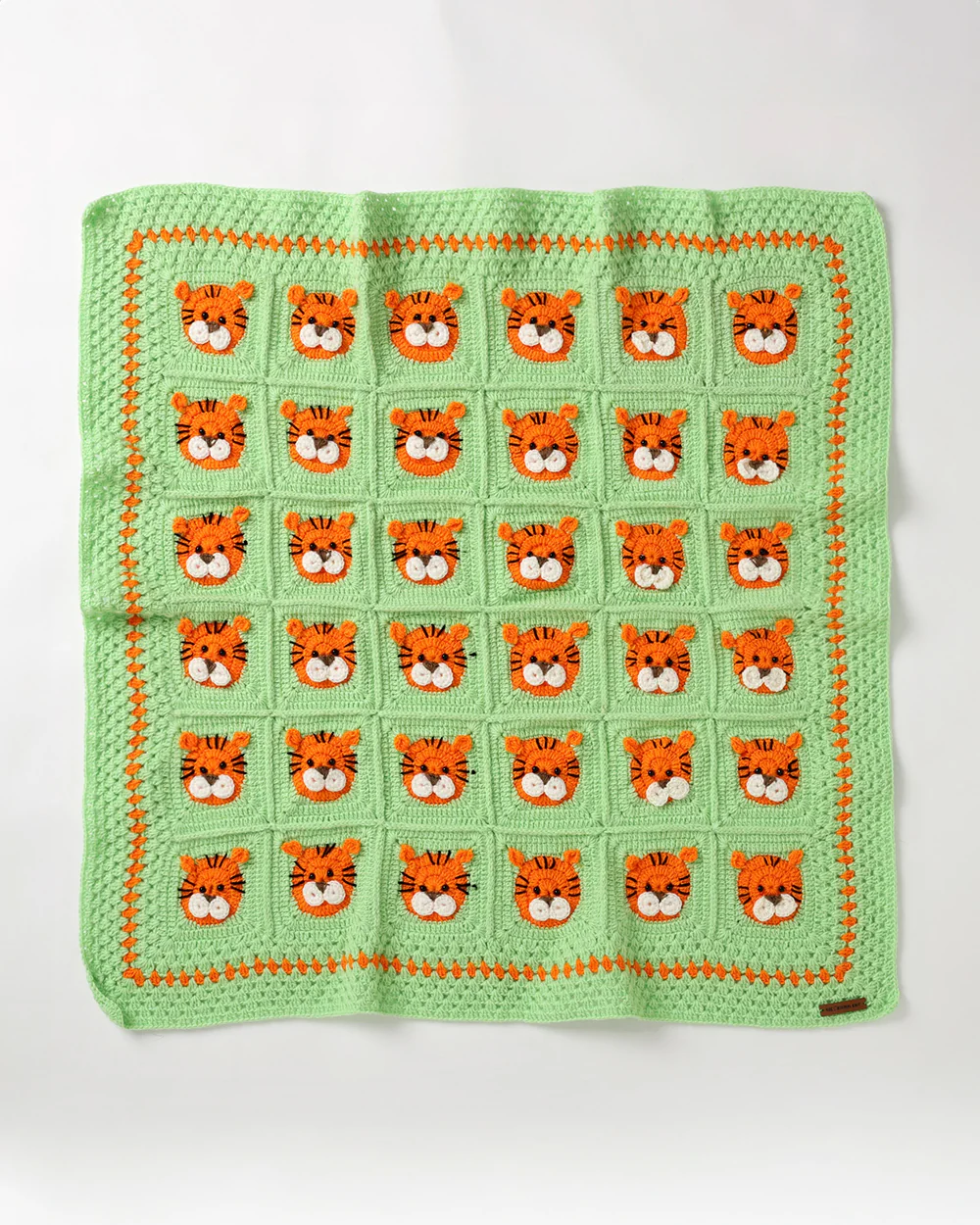 The Original Knit Tiger-Tiger Everywhere Baby Blanket-Soft & Cozy-Crafted with Care-Light Green-For Infants - Image 5