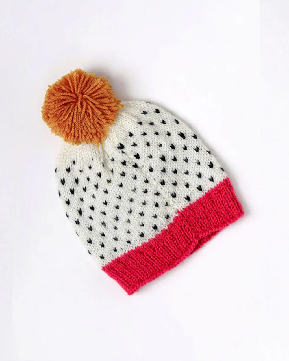The Original Knit White & Pink Cap-The Dragon Fruit-Acrylic-For Infants - Image 2