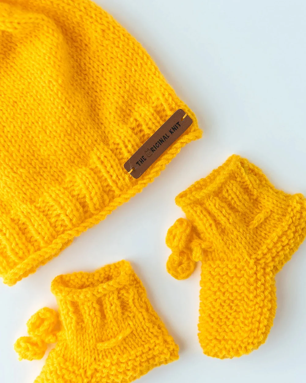 The Original Knit Yellow Winter Wear Combo Set-Solid-Acrylic-For Infants - Image 2