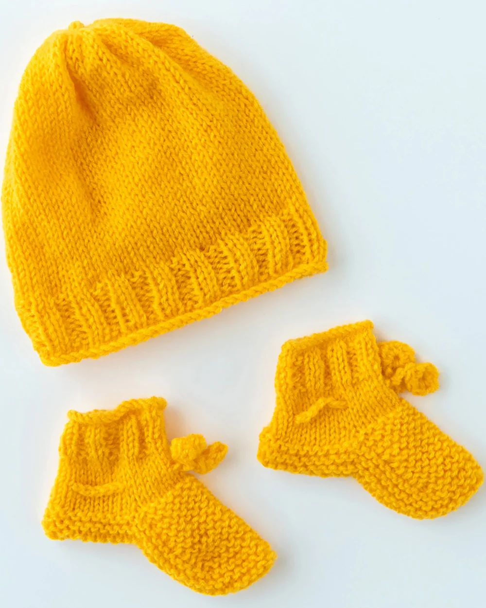 The Original Knit Yellow Winter Wear Combo Set-Solid-Acrylic-For Infants - Image 3