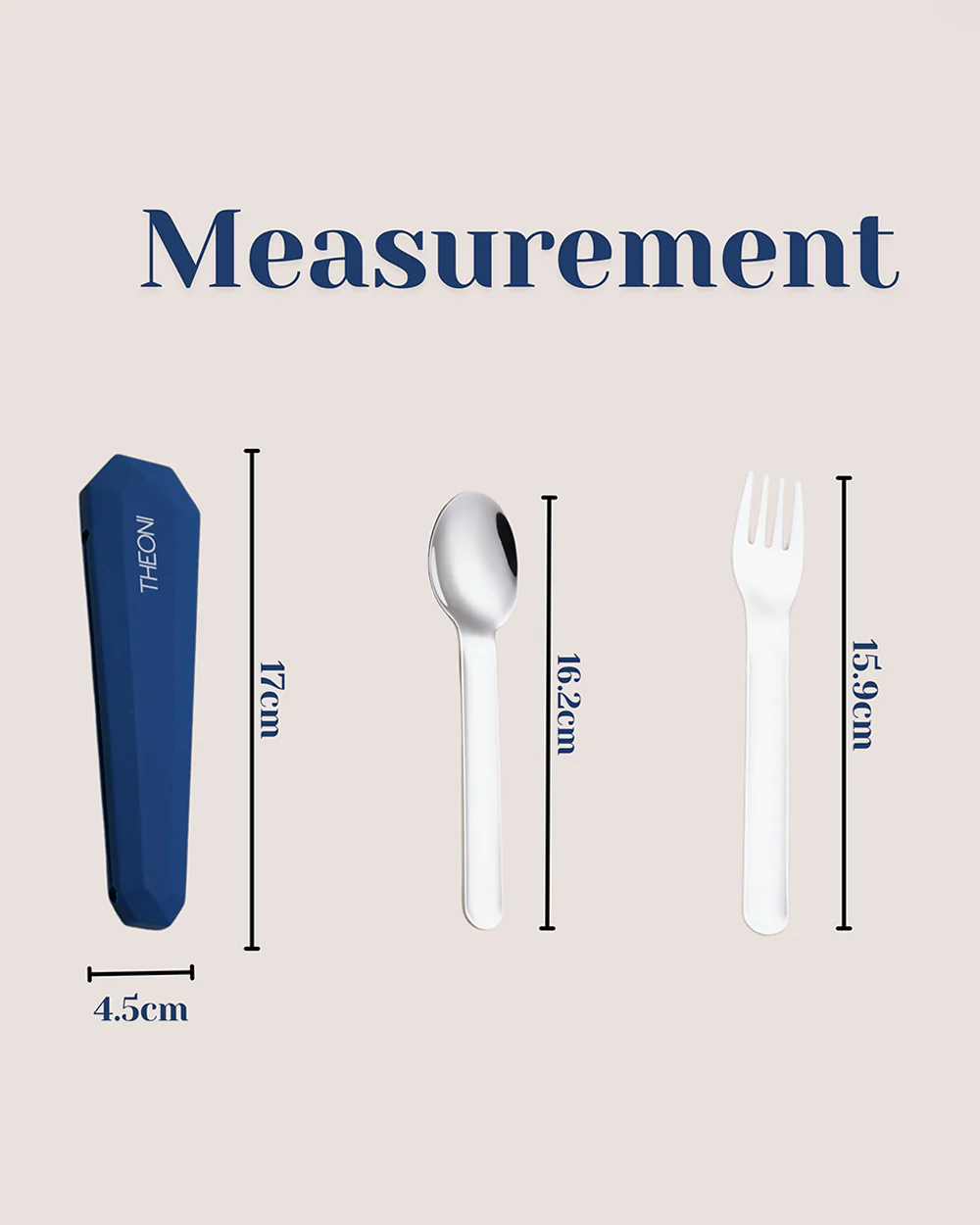 Theoni On The Go Stainless Steel Spoon & Fork Set-With Silicone Case-Navy Blue-For Infants - Image 8