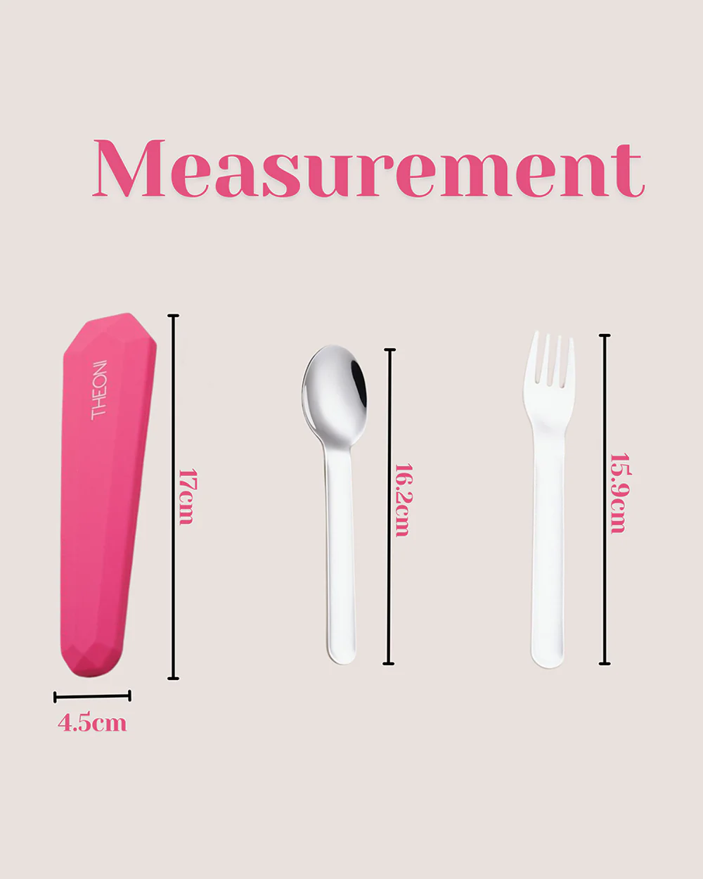 Theoni On The Go Stainless Steel Spoon & Fork Set-With Silicone Case-Pink-For Infants - Image 7