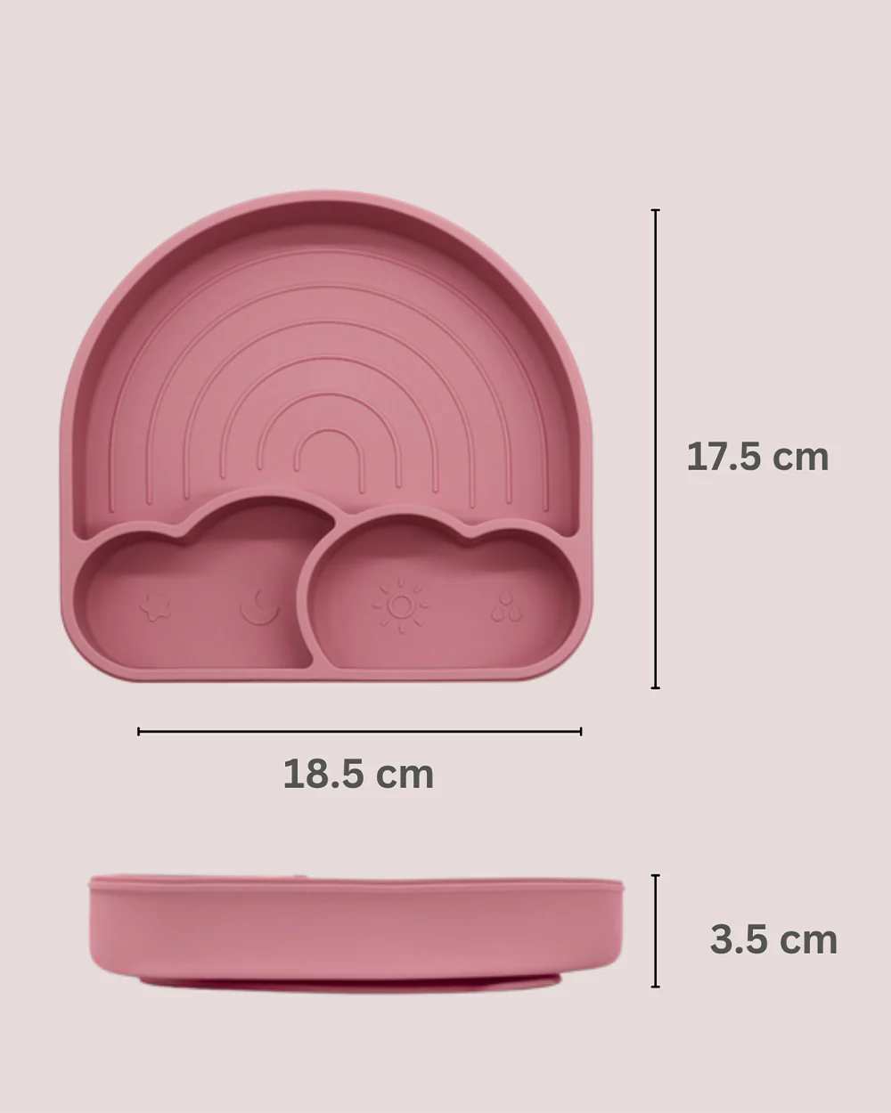 Theoni Silicone Anti Skid Meal Set-Microwave & Dishwasher Safe-BPA Free-Pack of 3-Dark Pink - Image 9