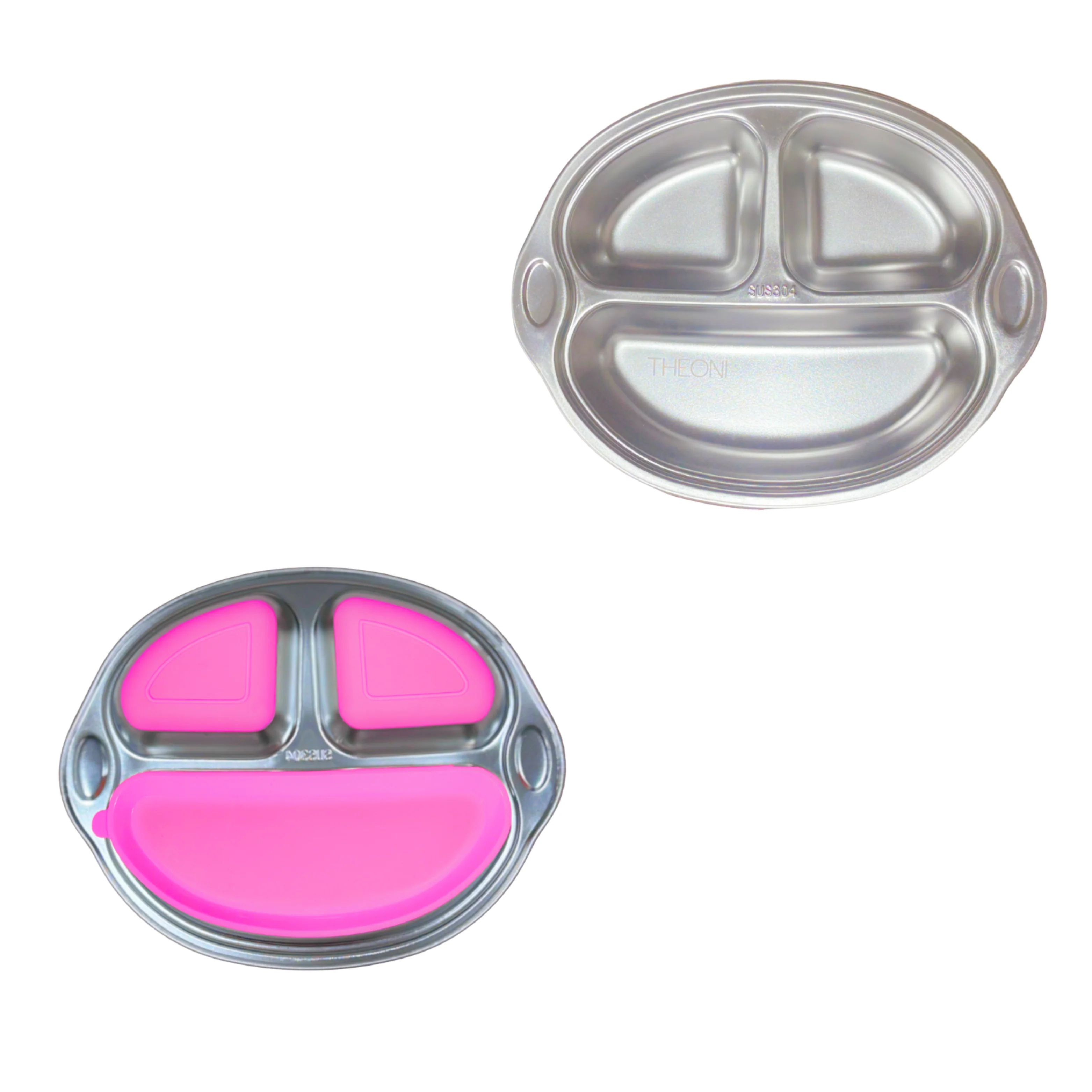 Theoni Stainless Steel Suction Plate-3 Compartments-BPA-Free & Dishwasher Safe-Pink-For Feeding - Image 9