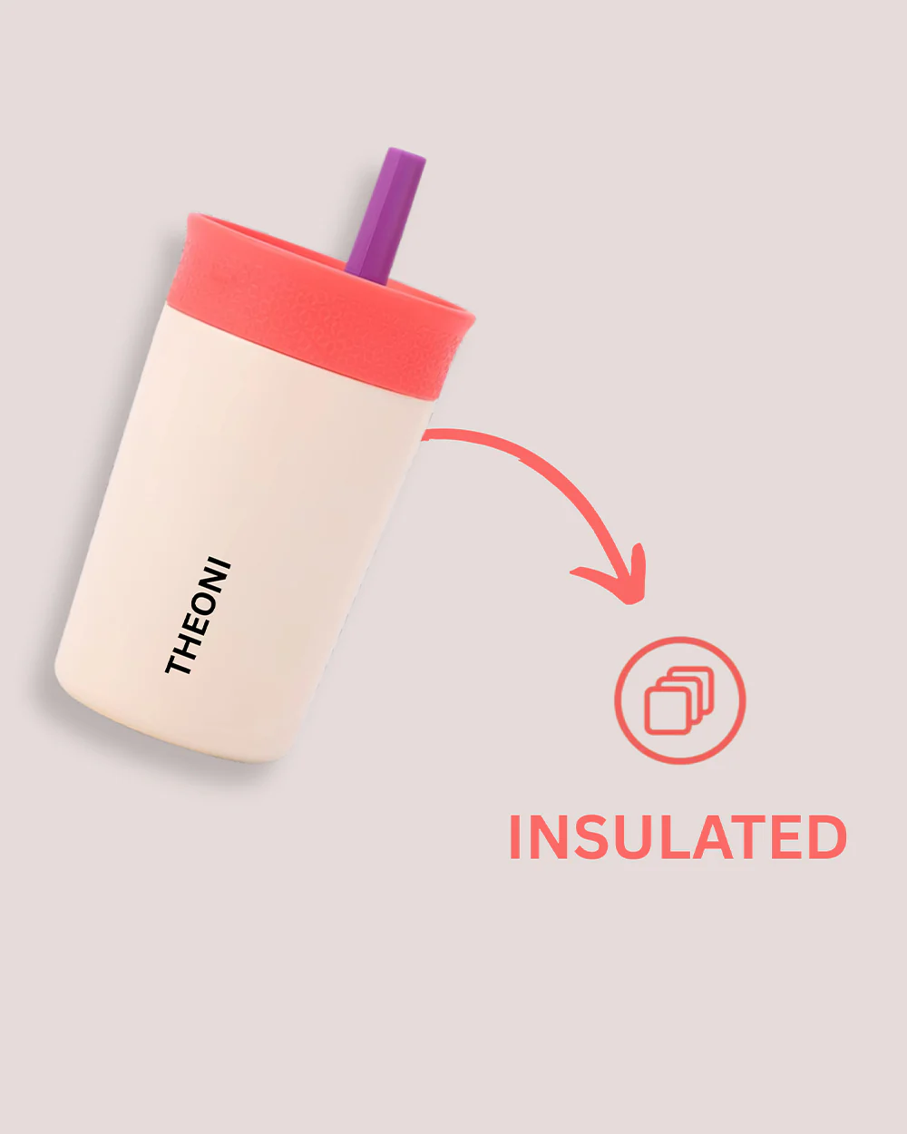 Theoni Star Kids Stainless Steel Insulated Tumbler With Cleaning Brush-Leakproof & BPA Free-Beige-355ml - Image 4