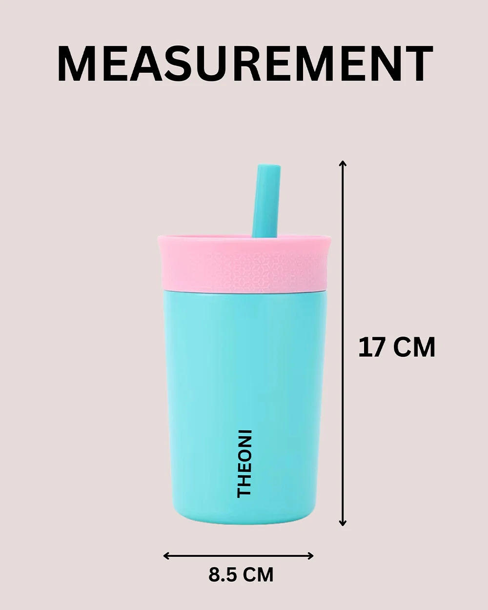 Theoni Star Kids Stainless Steel Insulated Tumbler With Cleaning Brush-Leakproof & BPA Free-Turquoise-355ml - Image 10