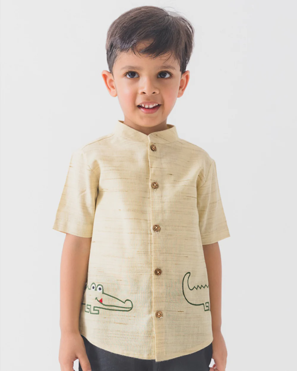 Tiber Taber Beige Shirt-Croc ‘n’ Roll-Cotton-For Infants - Image 5