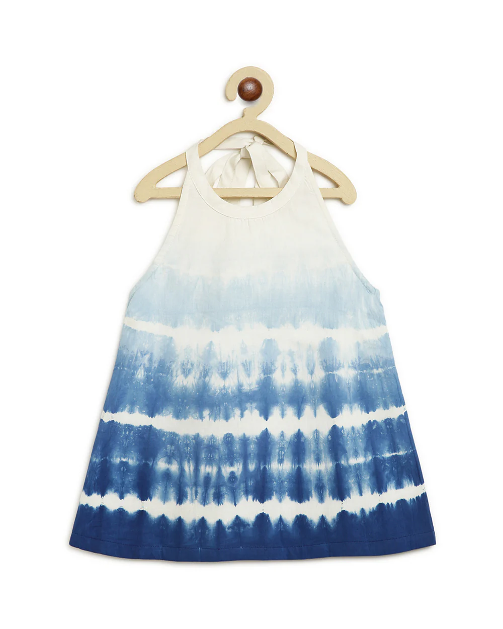 Tiber Taber Blue Shibori Top Salwar Set-Tie Dye-Cotton-For Infants - Image 3