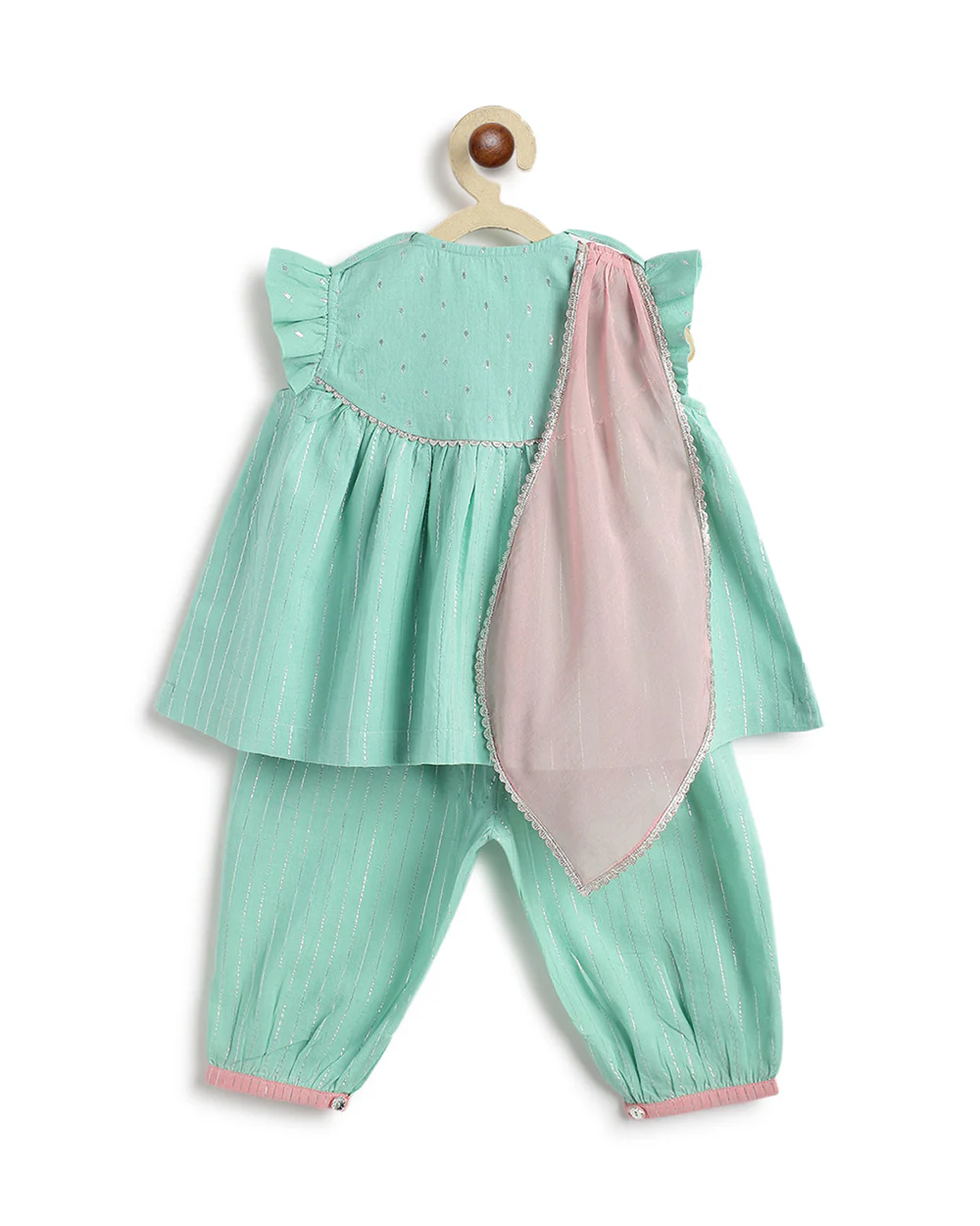 Tiber Taber Cyan Green Salwar Suit-Ruhani-Cotton-For Infants - Image 4