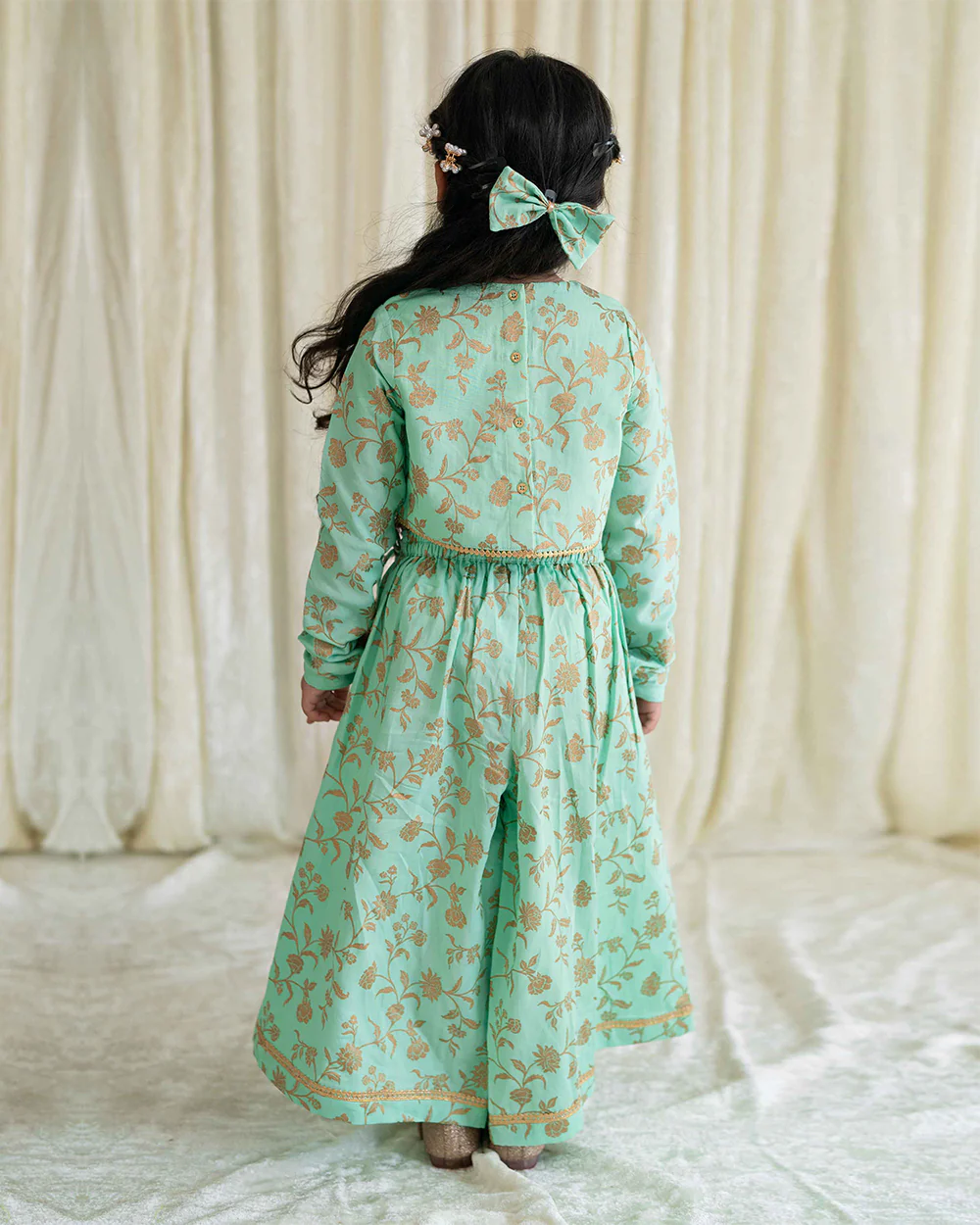 Tiber Taber Green Coord Set-Embroidered-Cotton-For Infants - Image 5