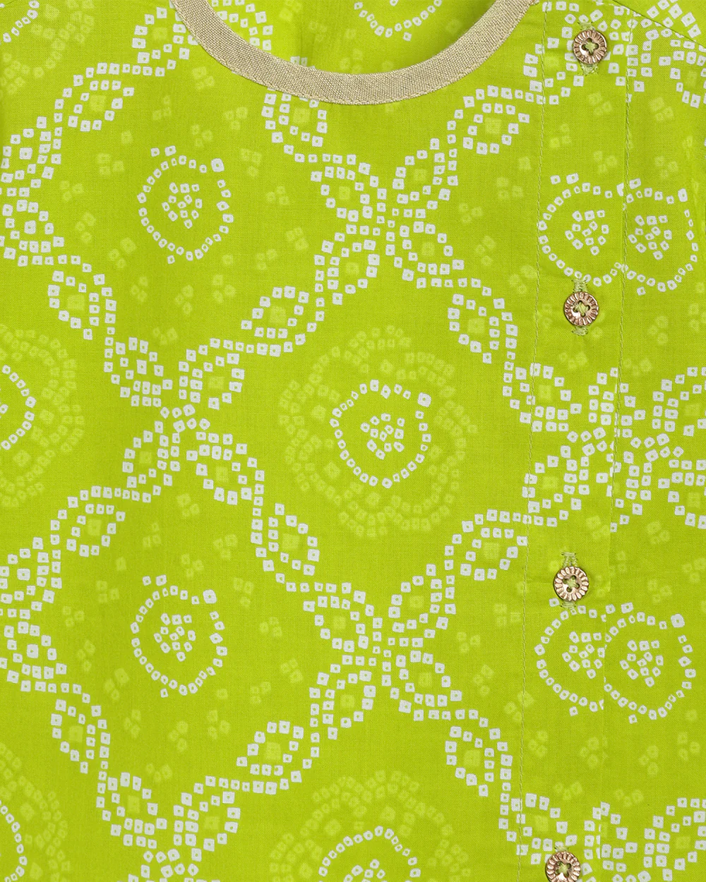 Tiber Taber Green Kurta Dhoti Set-Bandhani-Cotton-For Infants - Image 5