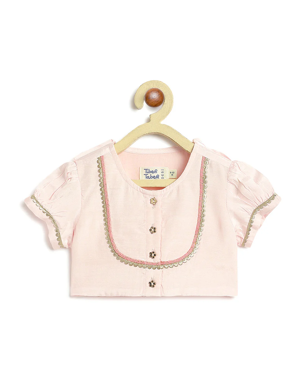 Tiber Taber Peach & Cream Lehenga Set-Swarn Jaal-Viscose-For Infants - Image 6