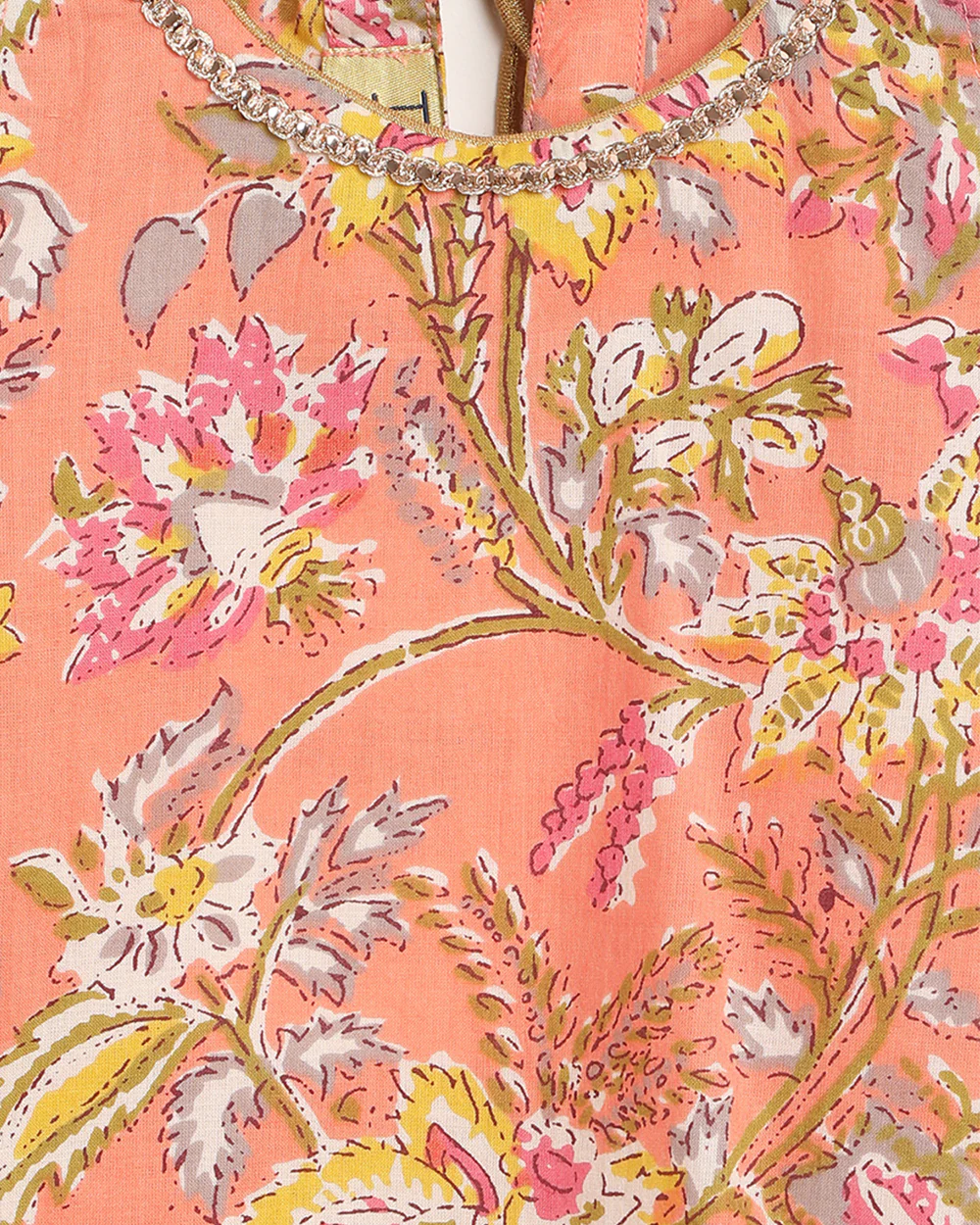 Tiber Taber Peach Suit Set-Floral-Cotton-For Infants - Image 5
