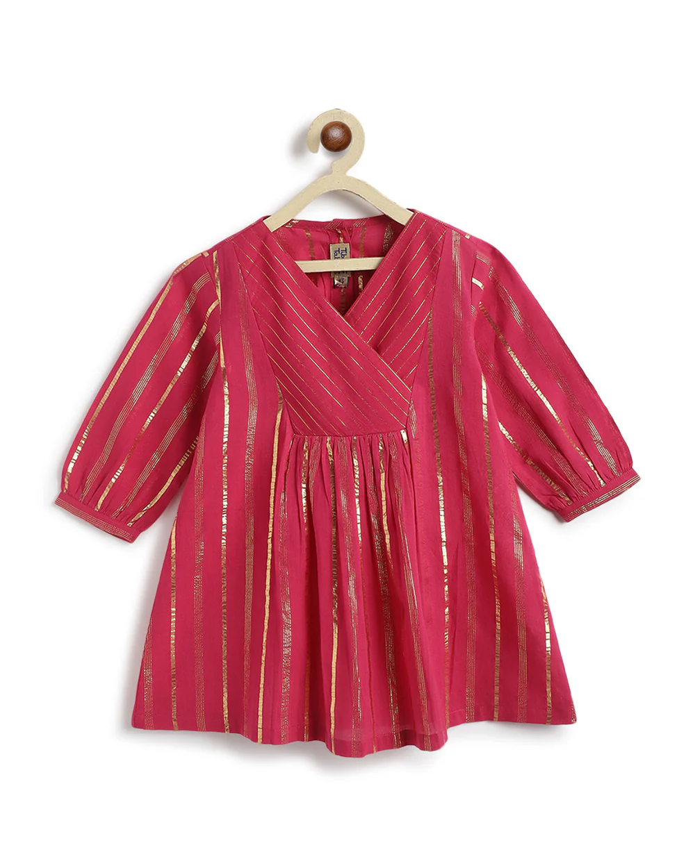 Tiber Taber Pink Salwar Suit Set-Leher-Cotton-For Infants - Image 6