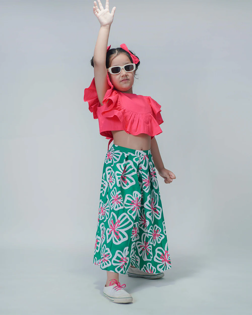 Tiber Taber Pink Top and Culottes Set-Ruffled-Cotton-For Infants - Image 5