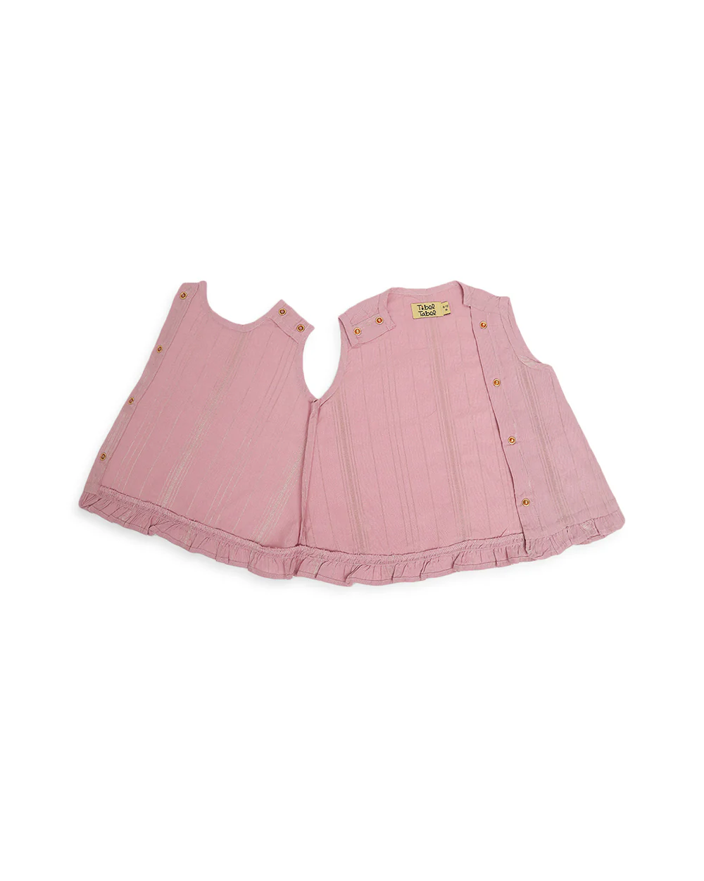 Tiber Taber Purple Jamun Chuski Jhabla and Pajama Set-Solid Zari Design-Cotton-For Infants - Image 5