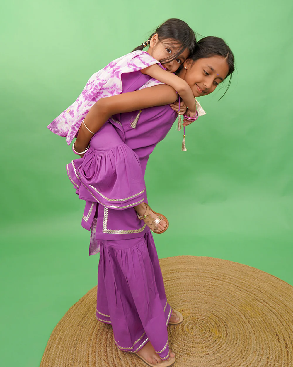 Tiber Taber Violet Top Sharara Set-Solid-Cotton-For Infants - Image 2