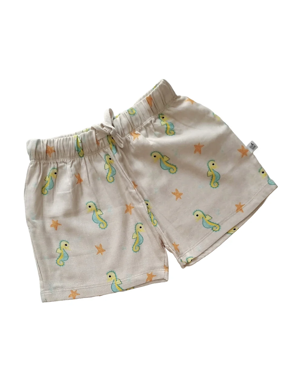 Tickle Tickle Beige T-shirt & Shorts Set-Sea Sparkle-Organic Muslin-For Infants - Image 5