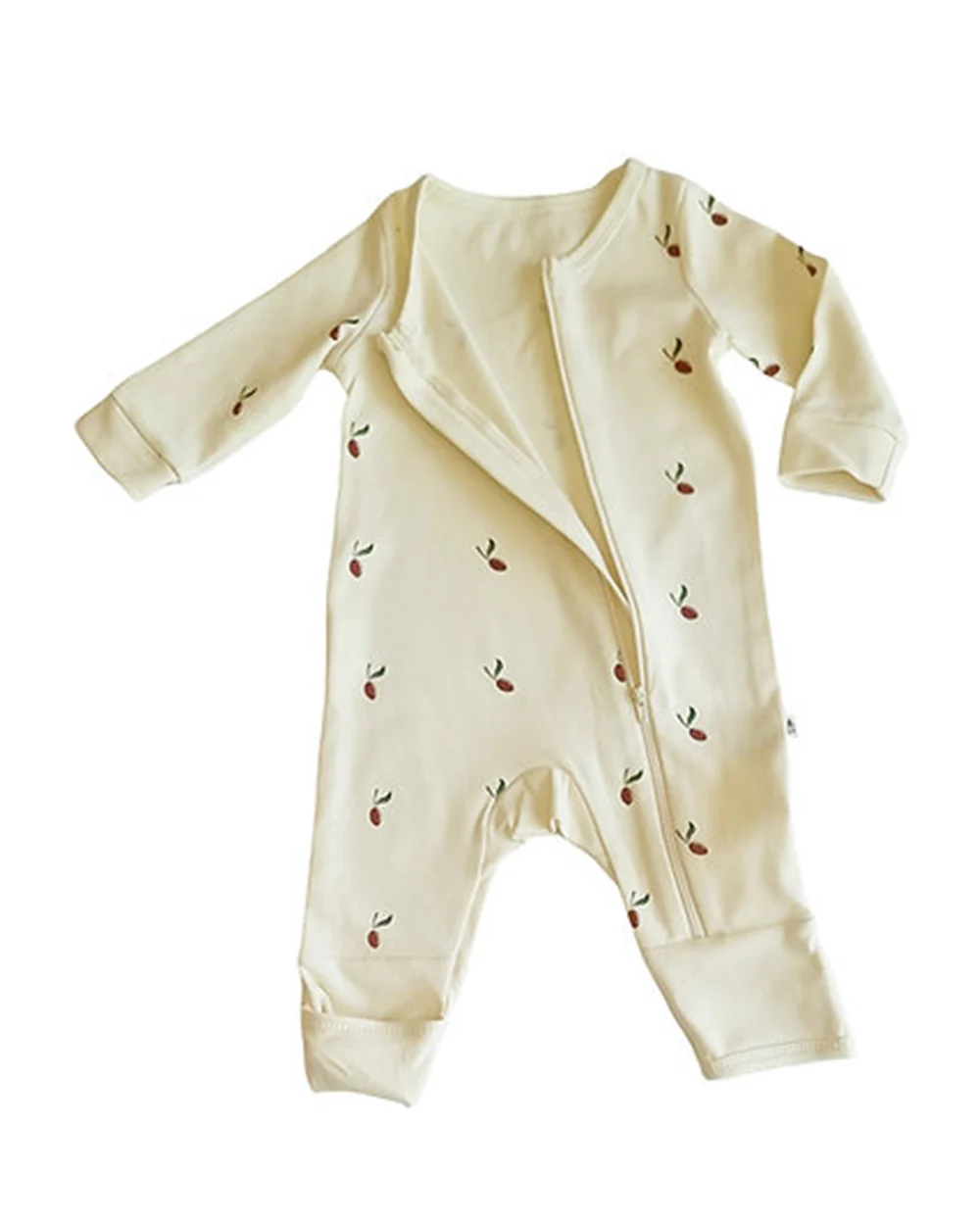 Tickle Tickle Cream Sleepsuit-Red Olea-100% GOTS Certified Organic Cotton-For Infants - Image 4