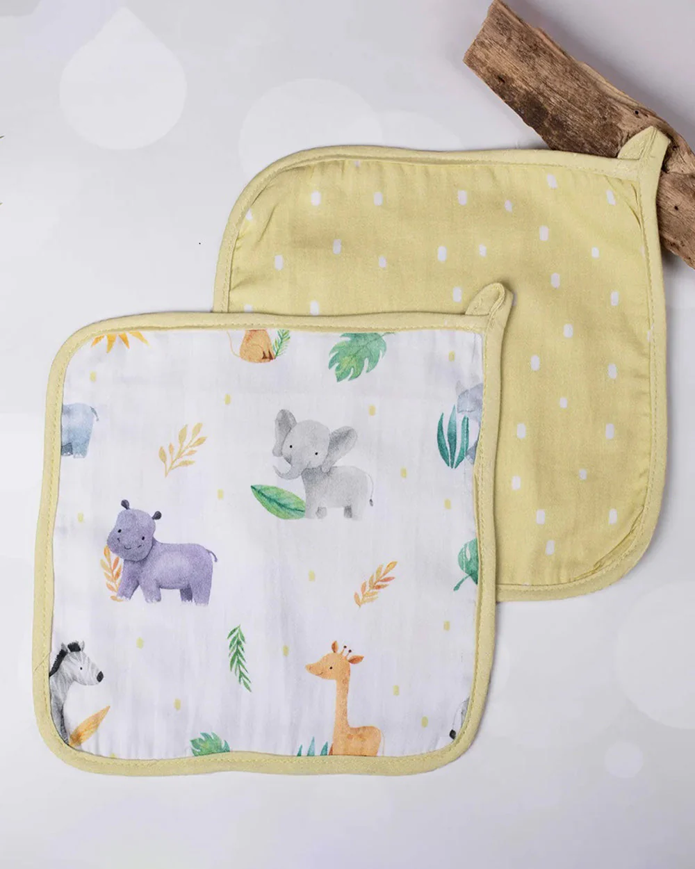 Tiny Snooze Organic Cotton Muslin-Burp Cloths & Wash Cloths Combo Set-Into The Wild-For Infants - Image 2