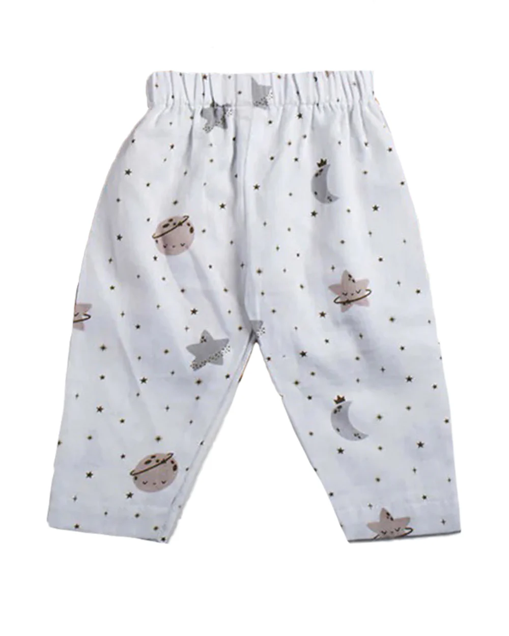 Tiny Snooze White Nightsuit-Stars & Moon-Organic Cotton-For Infants - Image 6