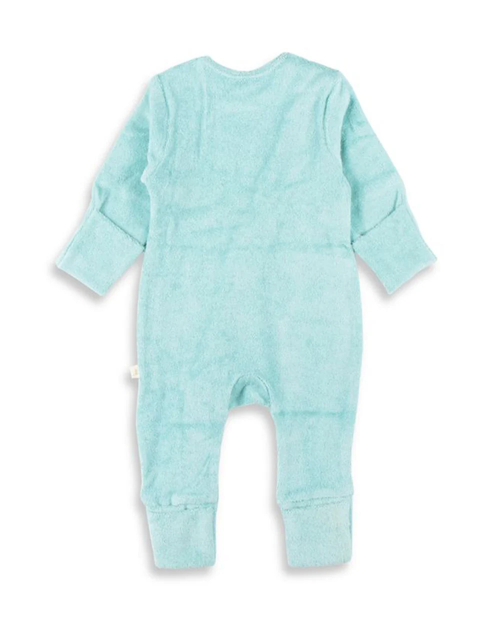 Tiny Twig Light Blue Sleepsuit-Solid-Velour-For Infants - Image 2
