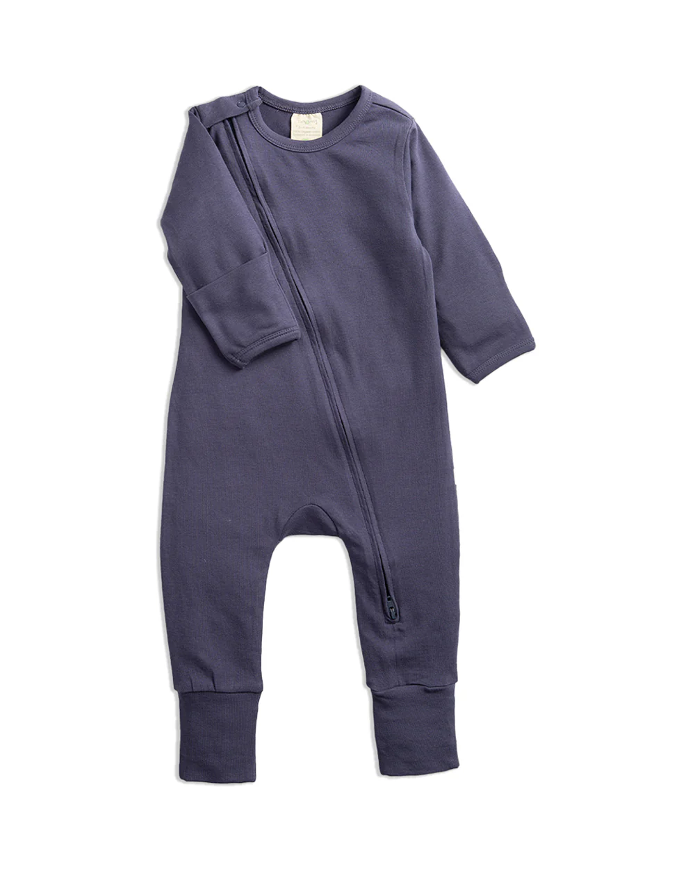 Tiny Twig Navy Zipsuit Sleepsuit-Solid-Organic Cotton-For Infants