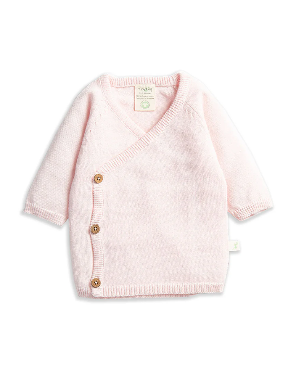 Tiny Twig Pastel Pink Kimono Jhabla Set-100% Organic Cotton Knit-Solid-For Infants - Image 2