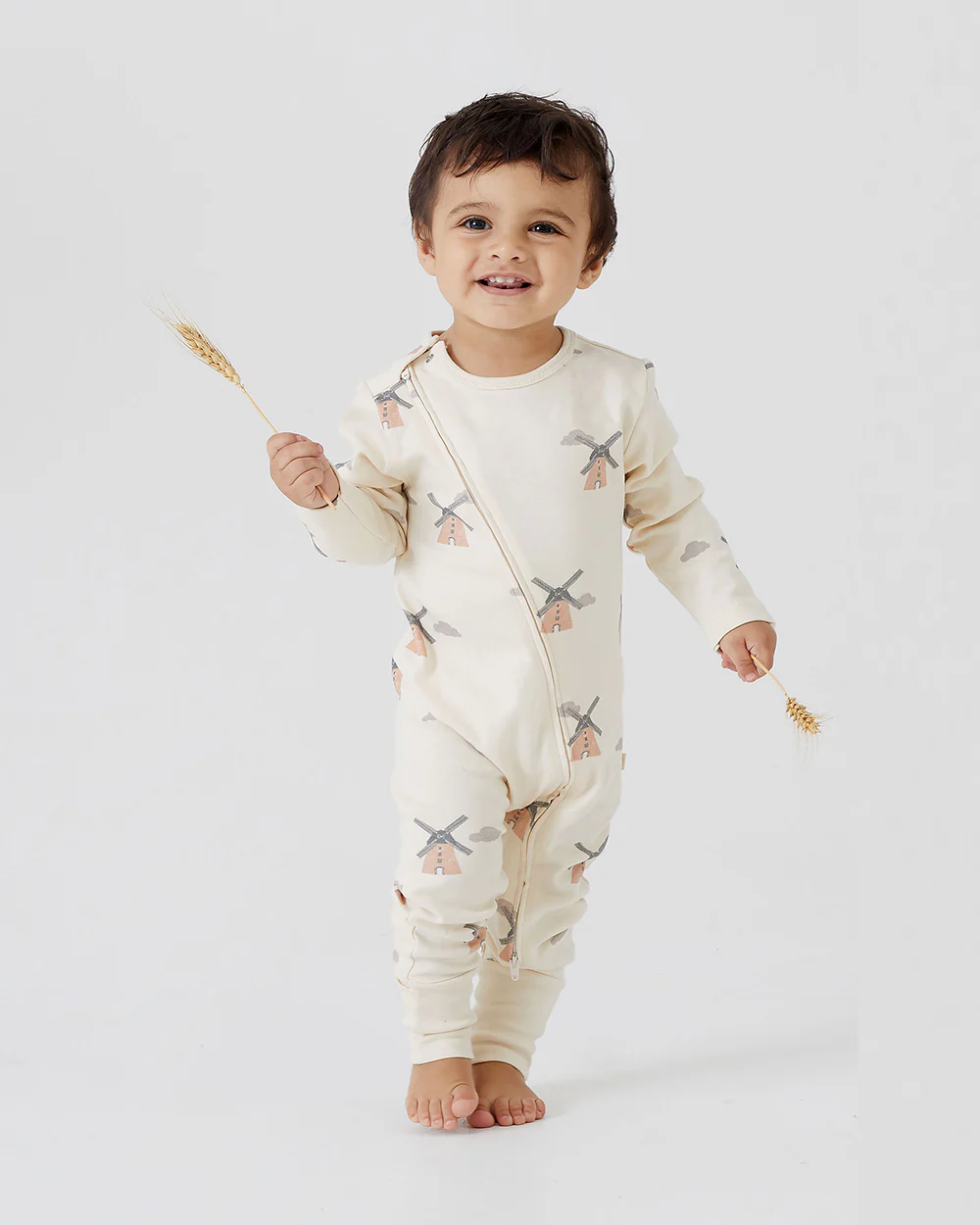 Tiny Twig Pink & White Windmill Diagonal Zipsuit-Onesie-Organic Cotton-Pack Of 2-For Infants - Image 4