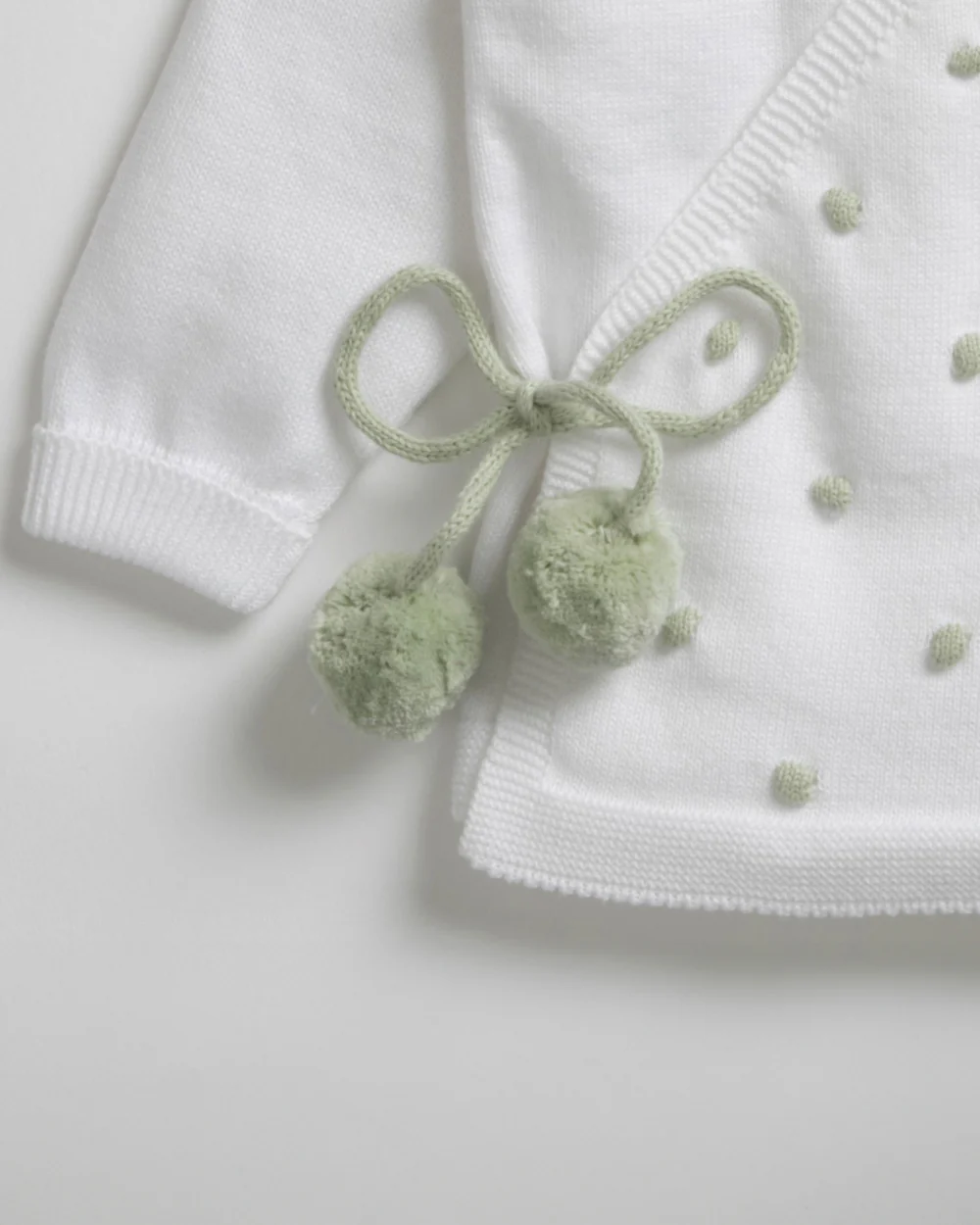 Tiny Twig White & Sage Green Kimono Jhabla Set-Organic Cotton-For Infants - Image 2