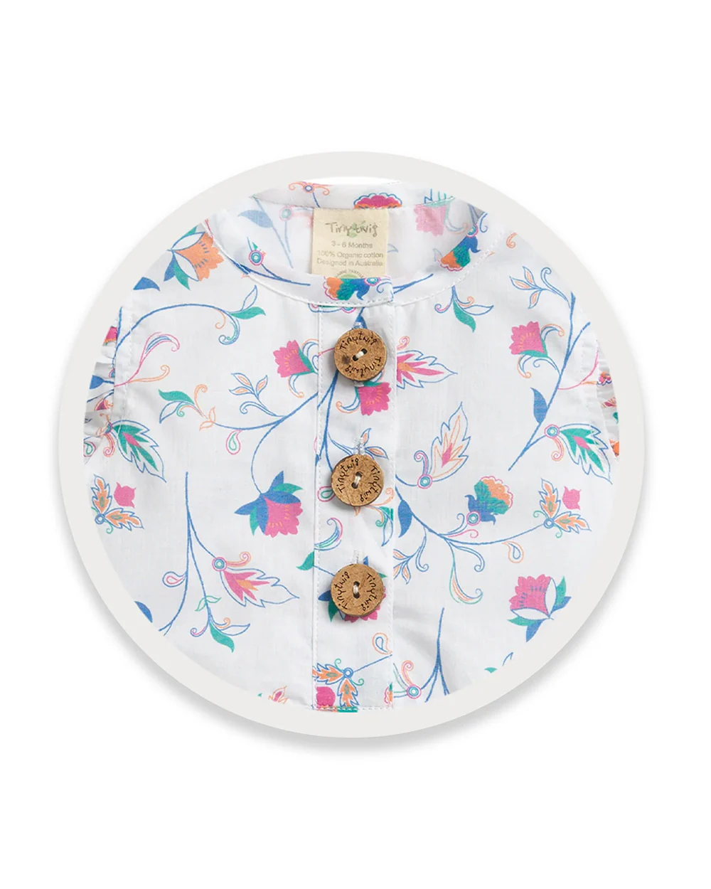 Tiny Twig White Bubble Romper-Floral Print-Organic Cotton-For Infants - Image 3