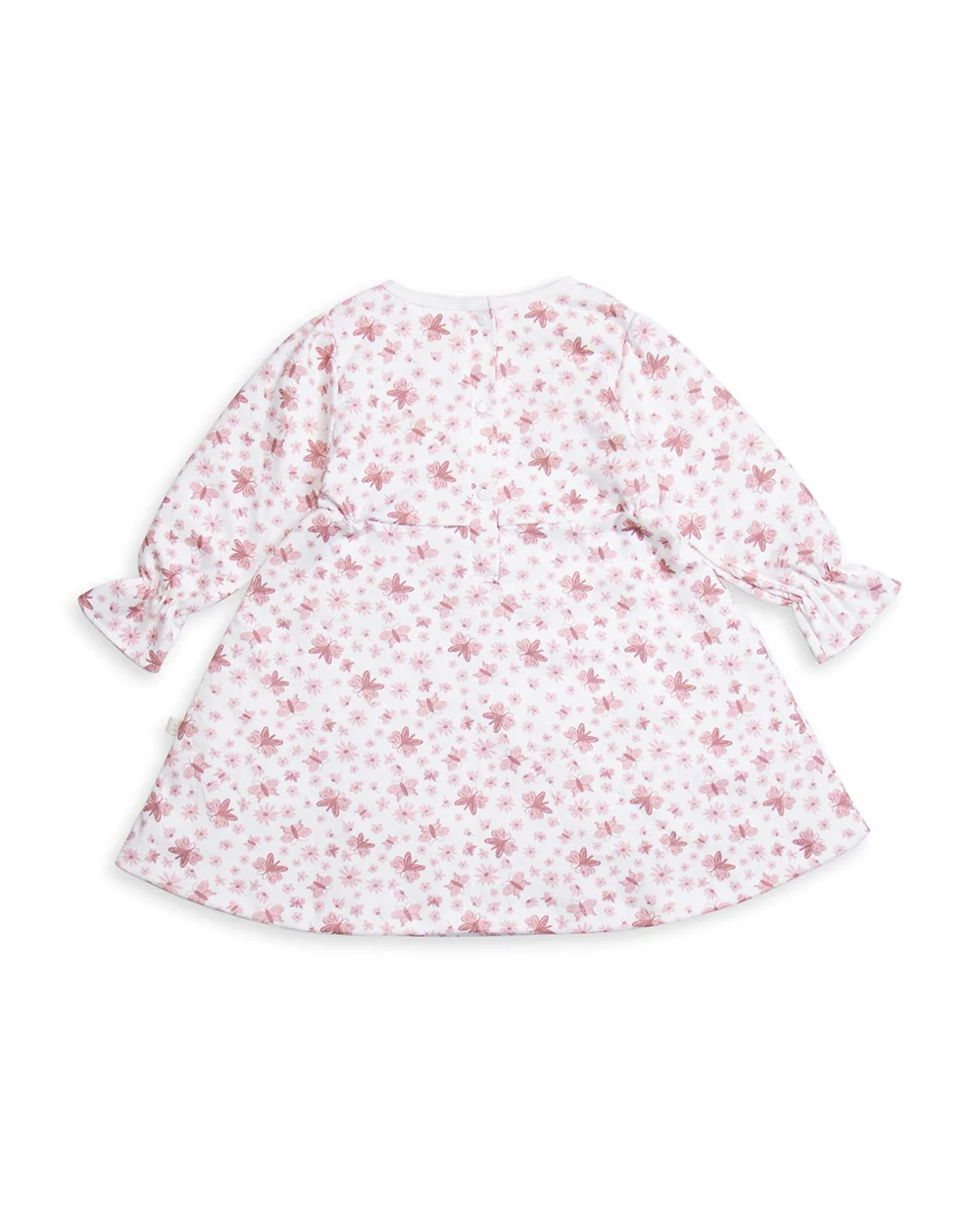 Tiny Twig White & Peach Frock Dress-Butterfly-Muslin-For Infants - Image 3