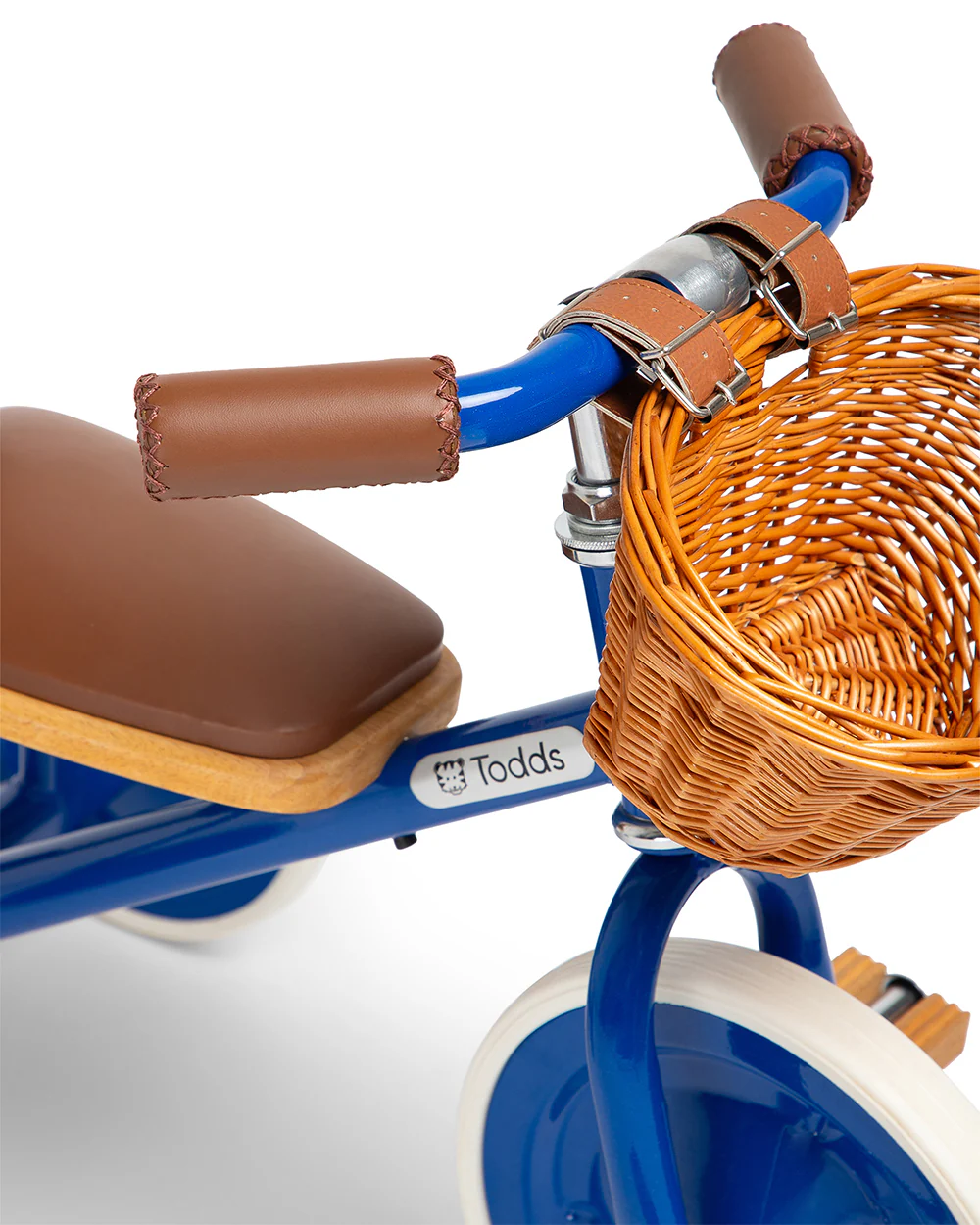 Todds Trike-ISO 8124 Certified-Detachable & Height Adjustable Parent Handlebar-With Birchwood Pedals & Vegan Leather Padded Seat-For 18M+-Boat Blue - Image 7