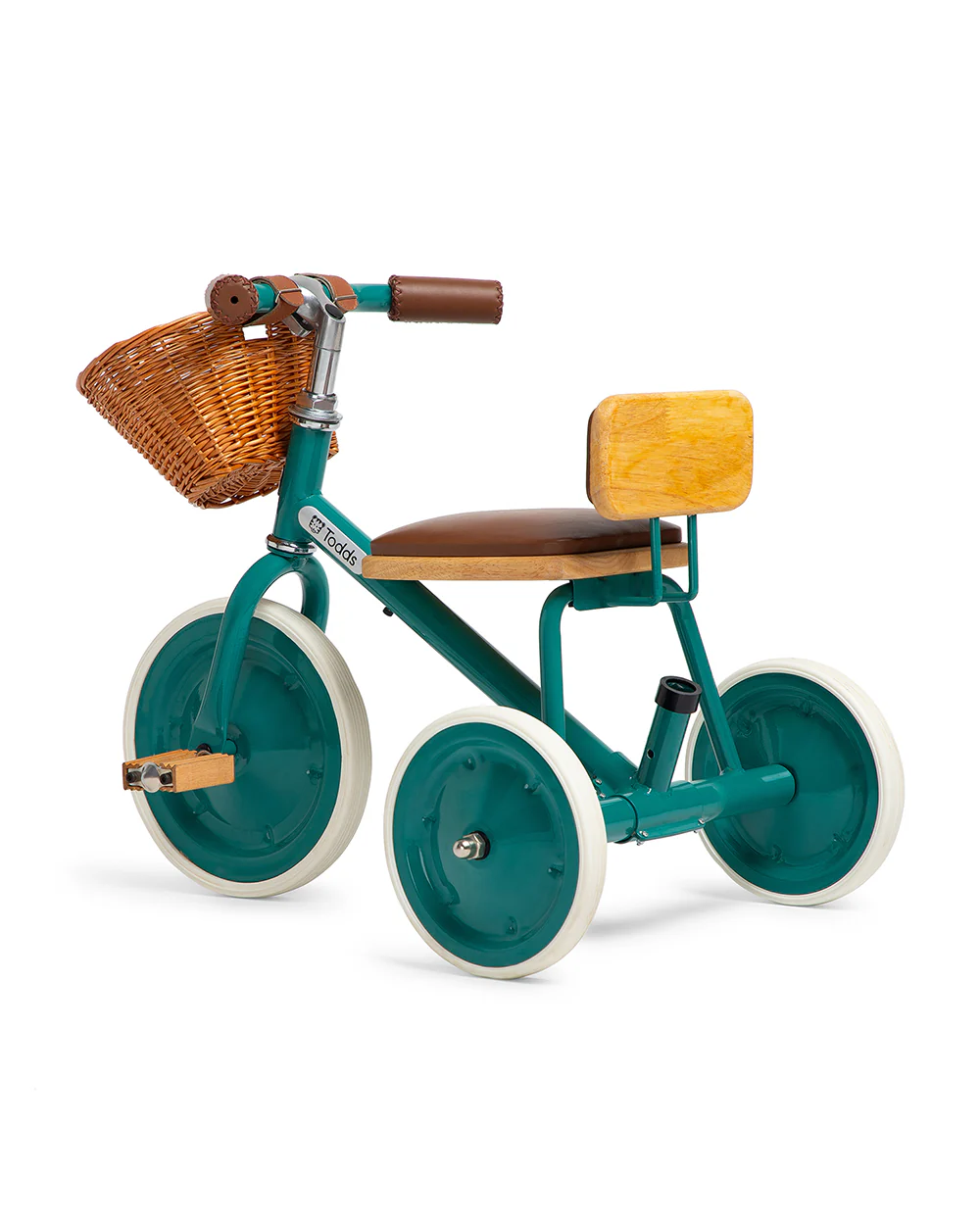 Todds Trike-ISO 8124 Certified-Detachable & Height Adjustable Parent Handlebar-With Birchwood Pedals & Vegan Leather Padded Seat-For 18M+-Mermaid Teal - Image 3