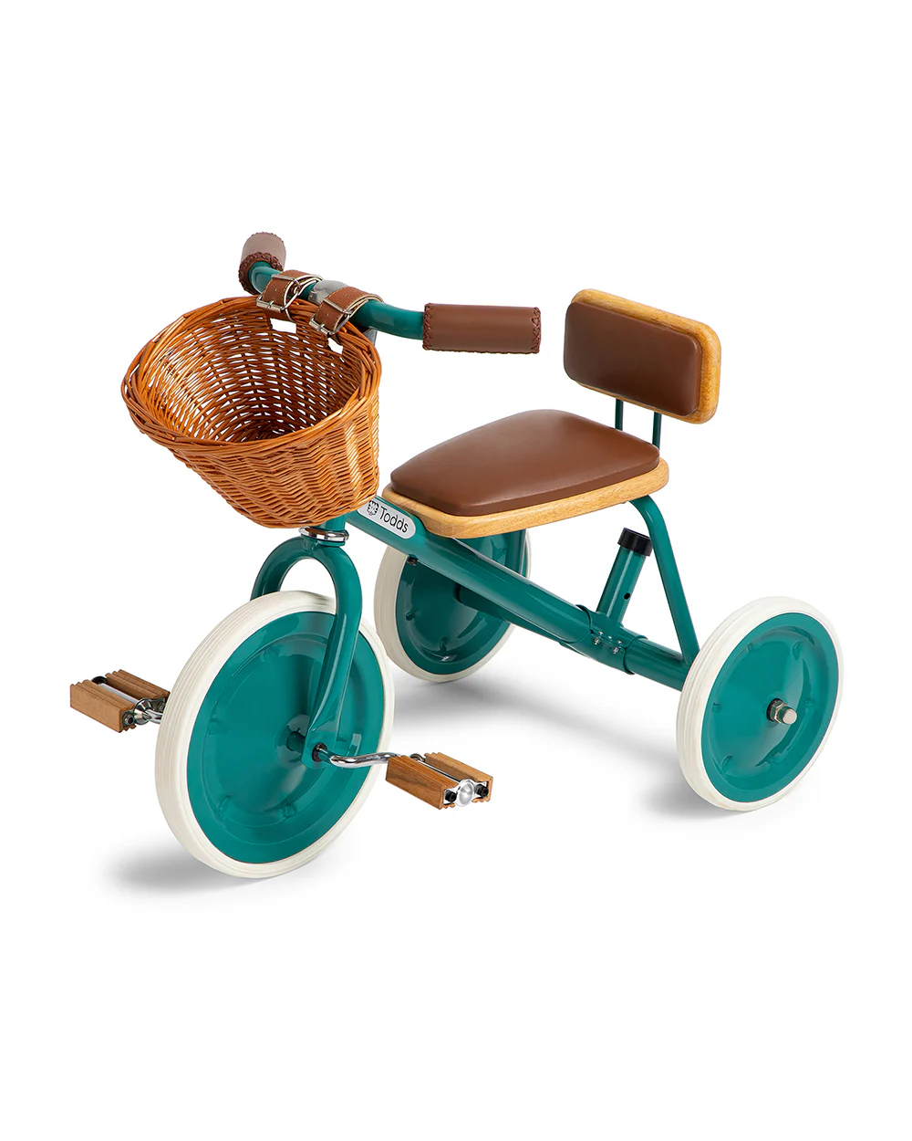 Todds Trike-ISO 8124 Certified-Detachable & Height Adjustable Parent Handlebar-With Birchwood Pedals & Vegan Leather Padded Seat-For 18M+-Mermaid Teal - Image 5