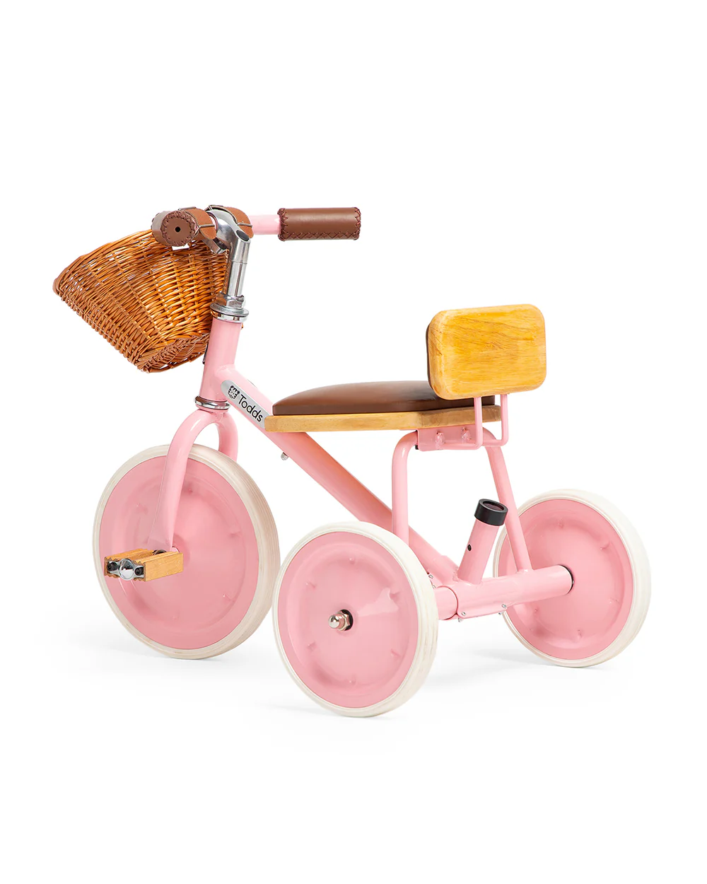Todds Trike-ISO 8124 Certified-Detachable & Height Adjustable Parent Handlebar-With Birchwood Pedals & Vegan Leather Padded Seat-For 18M+-Popsicle Pink - Image 3