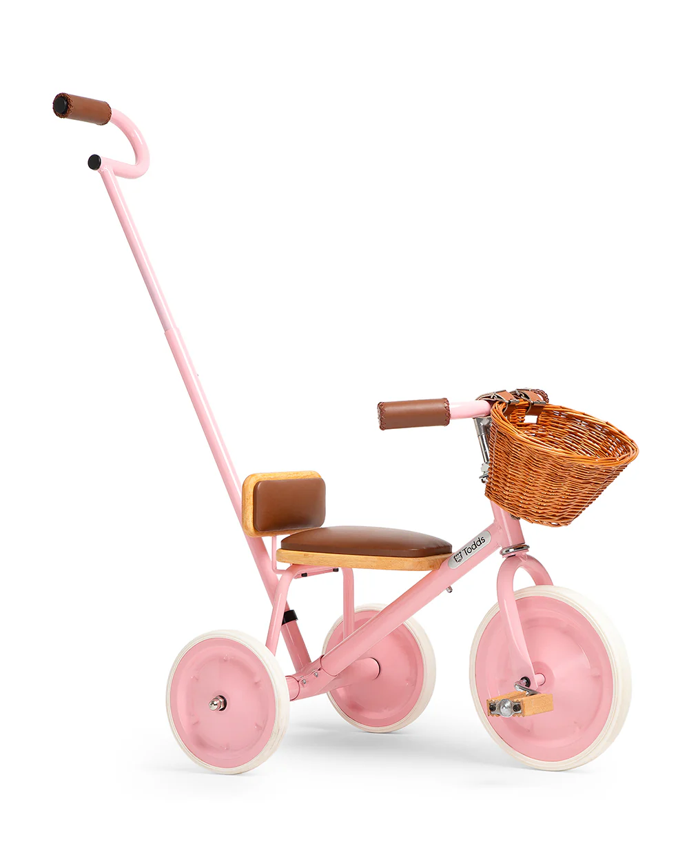 Todds Trike-ISO 8124 Certified-Detachable & Height Adjustable Parent Handlebar-With Birchwood Pedals & Vegan Leather Padded Seat-For 18M+-Popsicle Pink - Image 4