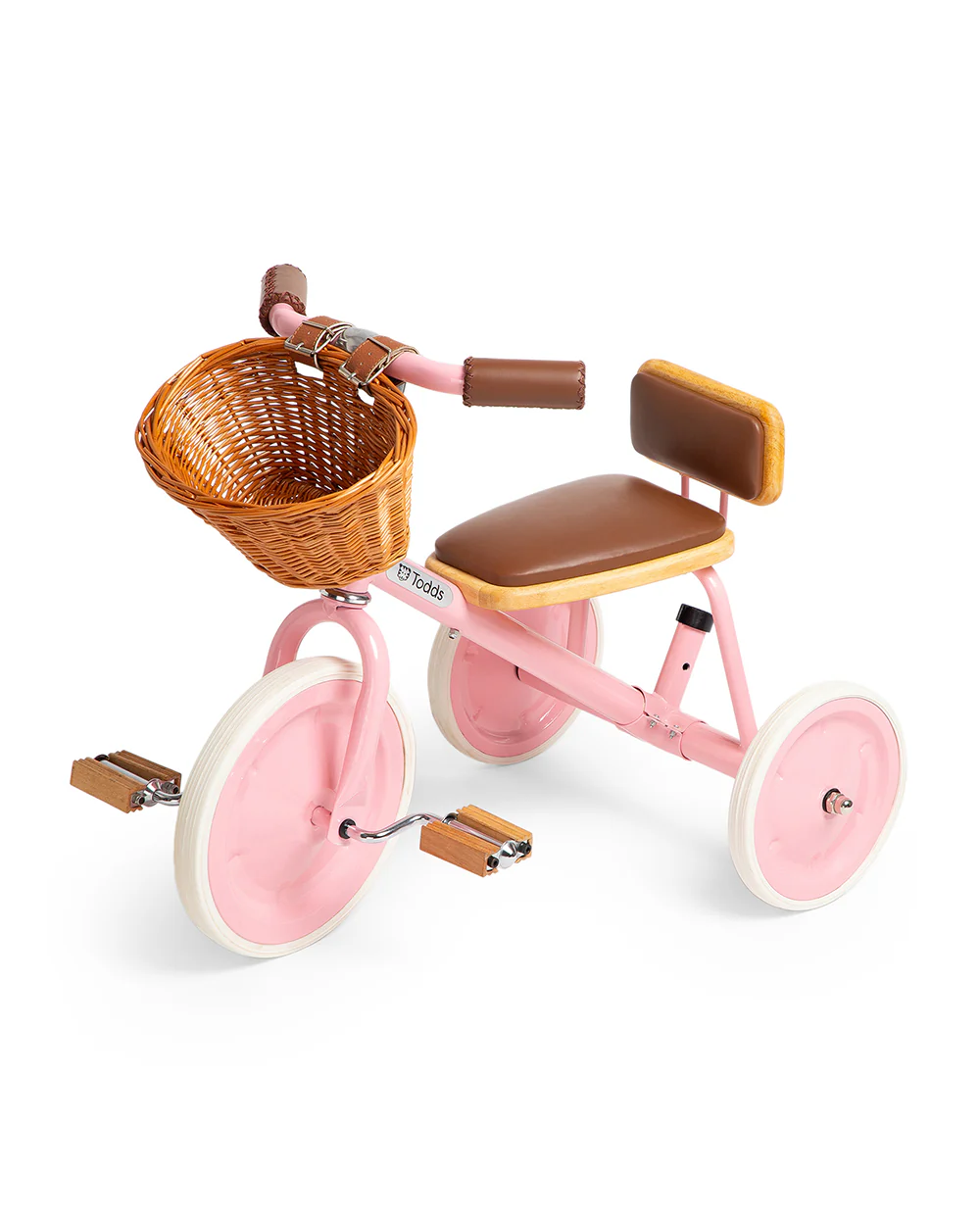 Todds Trike-ISO 8124 Certified-Detachable & Height Adjustable Parent Handlebar-With Birchwood Pedals & Vegan Leather Padded Seat-For 18M+-Popsicle Pink - Image 5