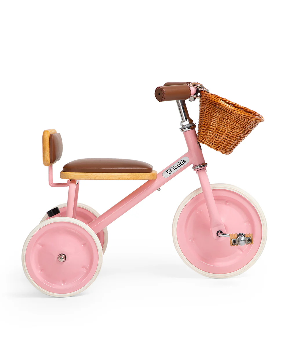 Todds Trike-ISO 8124 Certified-Detachable & Height Adjustable Parent Handlebar-With Birchwood Pedals & Vegan Leather Padded Seat-For 18M+-Popsicle Pink - Image 7